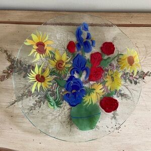 Flower Scallop-Edged Fused Glass Platter